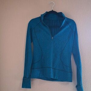 NWOT Lululemon Athletica Blue/Black Herringbone Half Zip Think Fast Pullover
